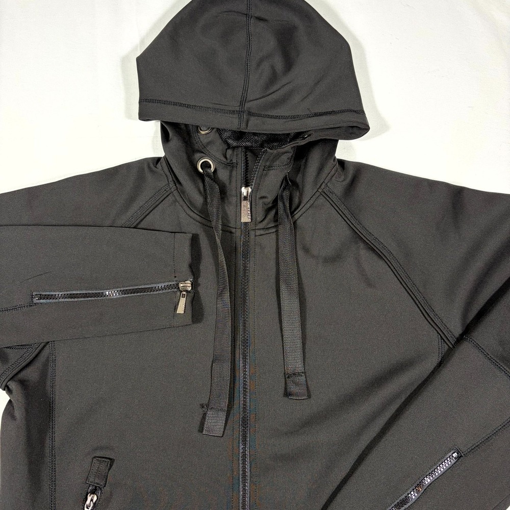 Private Member Hooded Jacket Men's Small Black Stretch Zipped Pockets Drawstring - Picture 5 of 10